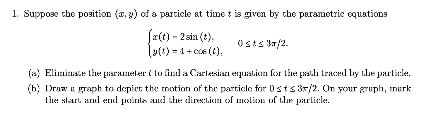 Solved Suppose the position (x,y) of a particle at time t is | Chegg.com