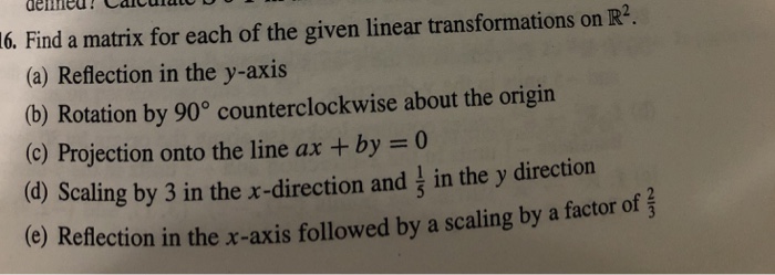 Solved 6. Find a matrix for each of the given linear | Chegg.com