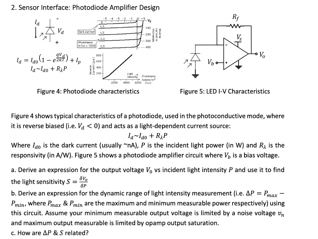 Solved 2. Sensor Interface Photodiode Amplifier Design