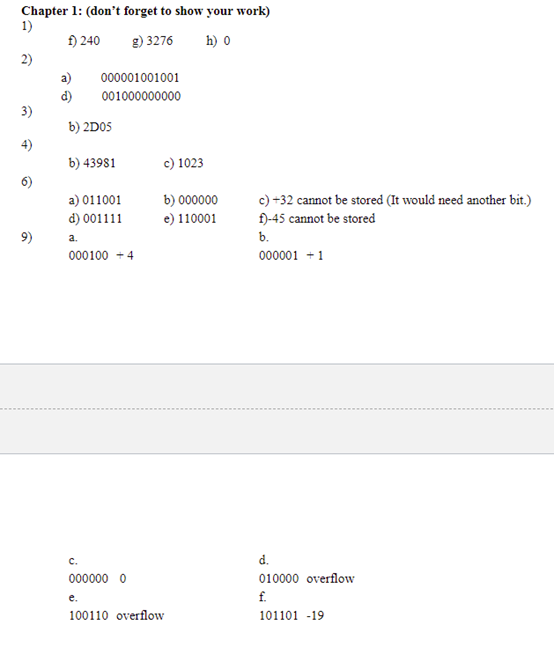 Solved Chapter 1: (don't forget to show your work) 1) f) 240 