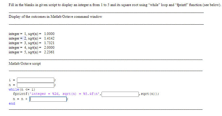 Solved Fill in the blanks in given script to display an | Chegg.com