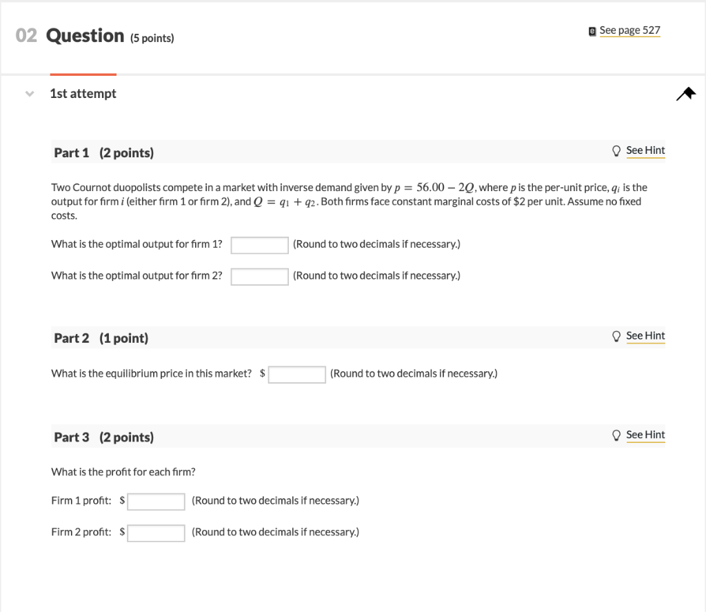 Solved 02 Question (5 points) See page 527 1st attempt Part | Chegg.com