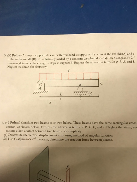 Solved 3. (30 Points) A simply supported beam with overhand | Chegg.com