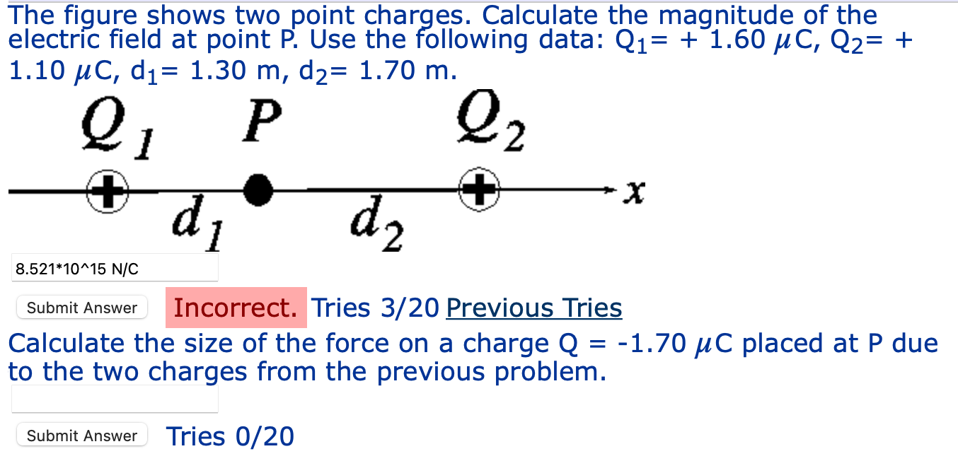 Solved The Figure Shows Two Point Charges. Calculate The | Chegg.com