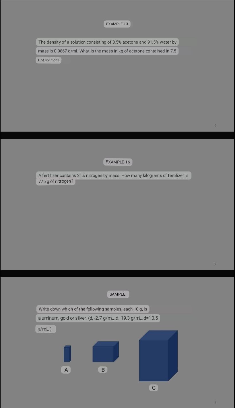 Solved EXAMPLE 13 The density of a solution consisting of | Chegg.com