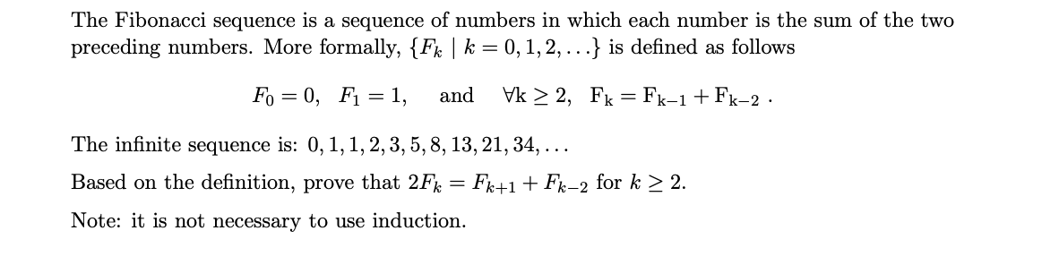 Solved The Fibonacci sequence is a sequence of numbers in | Chegg.com