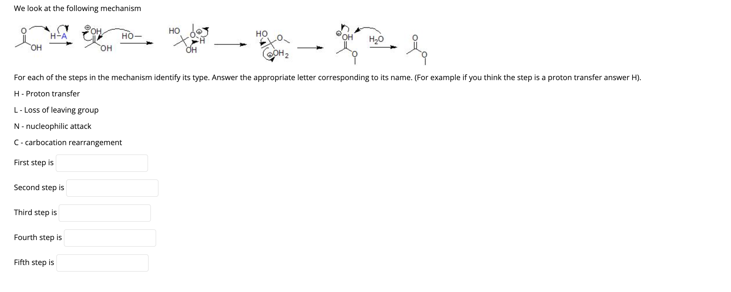 Solved We look at the following mechanism OH HO HA HO HO