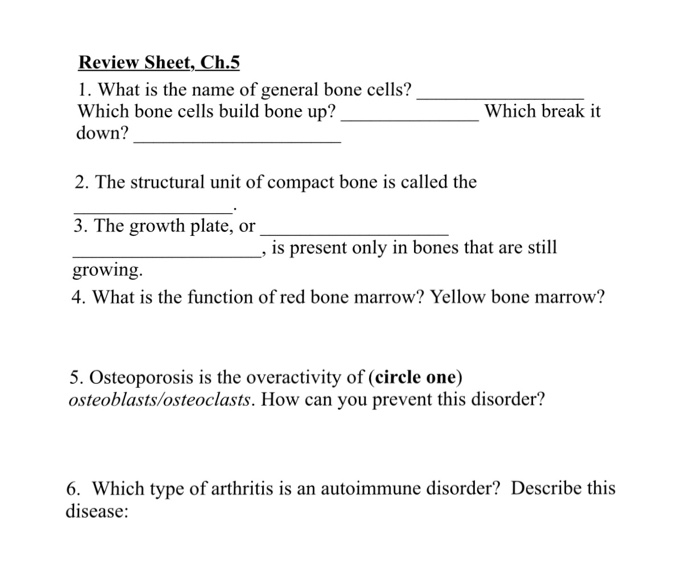 Solved Review Sheet, Ch.5 1. What is the name of general | Chegg.com