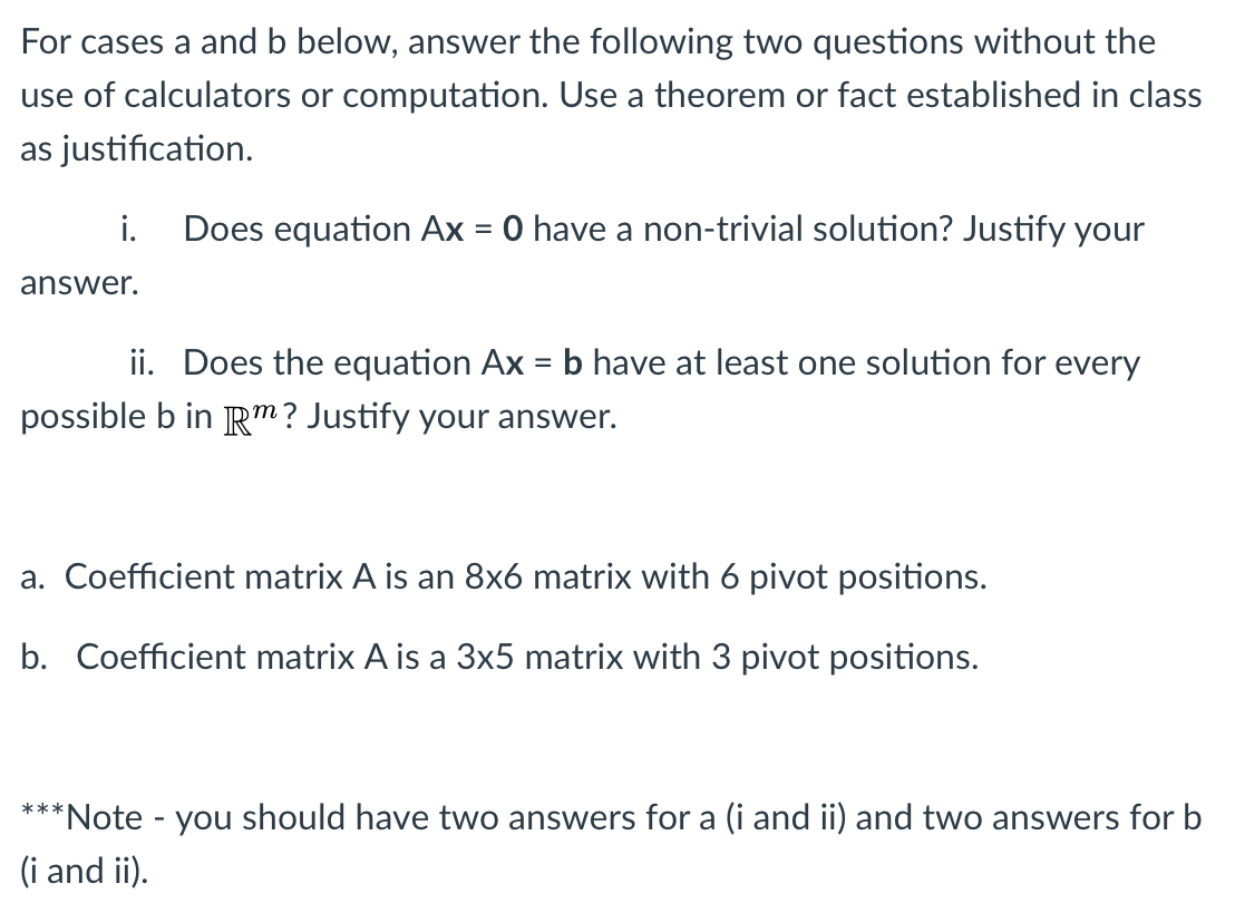 Solved For cases a and b below, answer the following two | Chegg.com