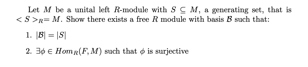 Solved Let M be a unital left R-module with S⊆M, a | Chegg.com