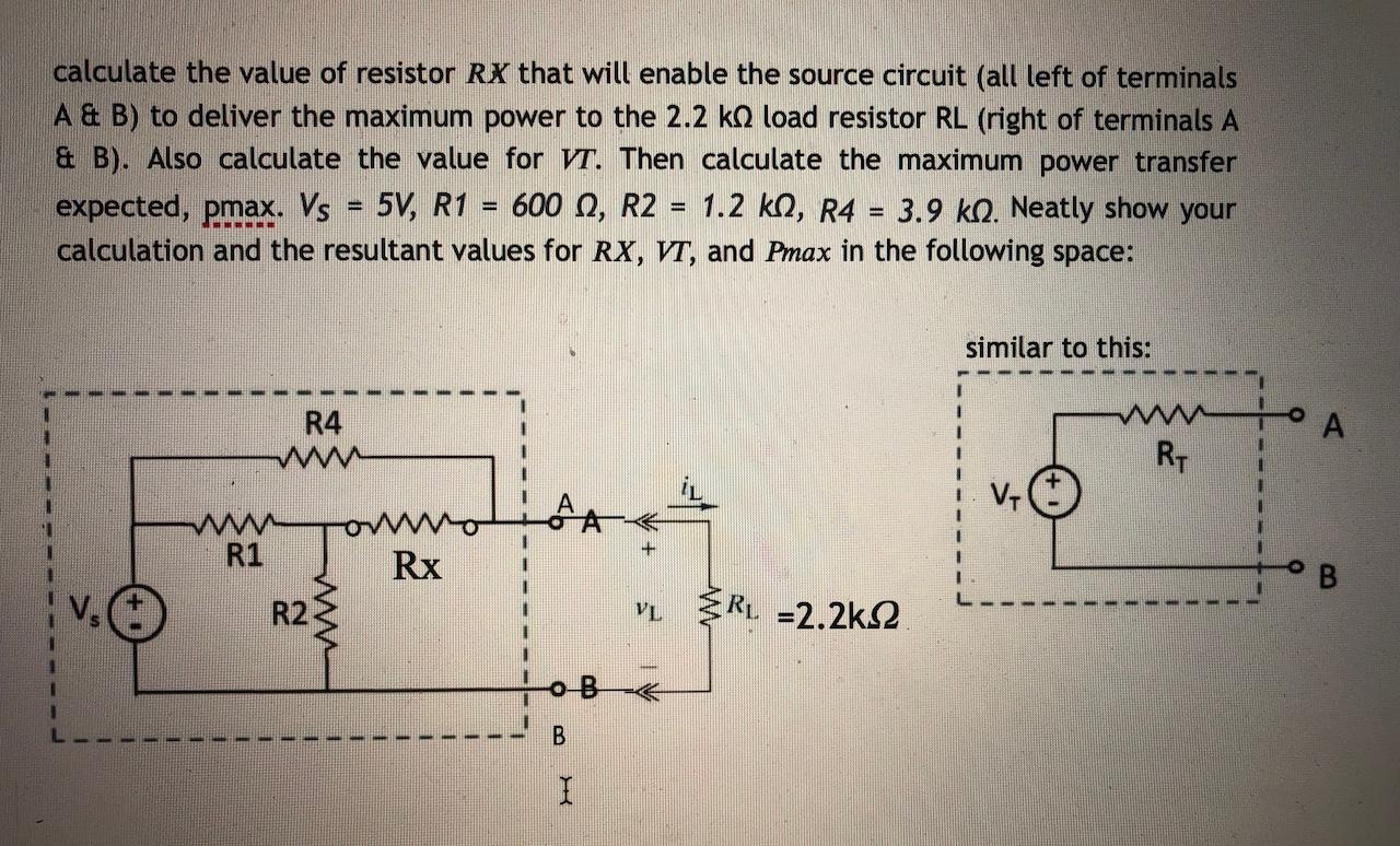 Solved calculate the value of resistor RX that will enable | Chegg.com