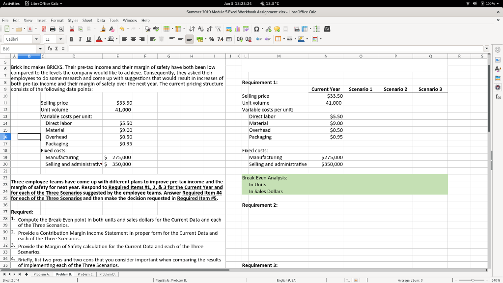 Solved Activities LibreOffice Calc 13.3 C Jun 3 13:23124 | Chegg.com