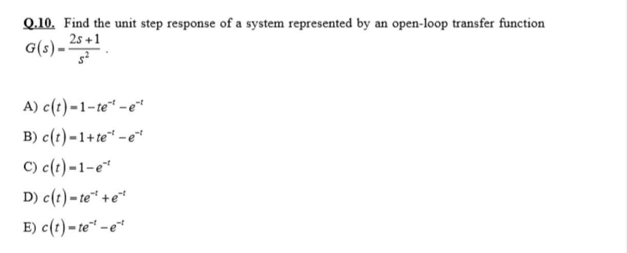 Solved Q.10. Find the unit step response of a system | Chegg.com