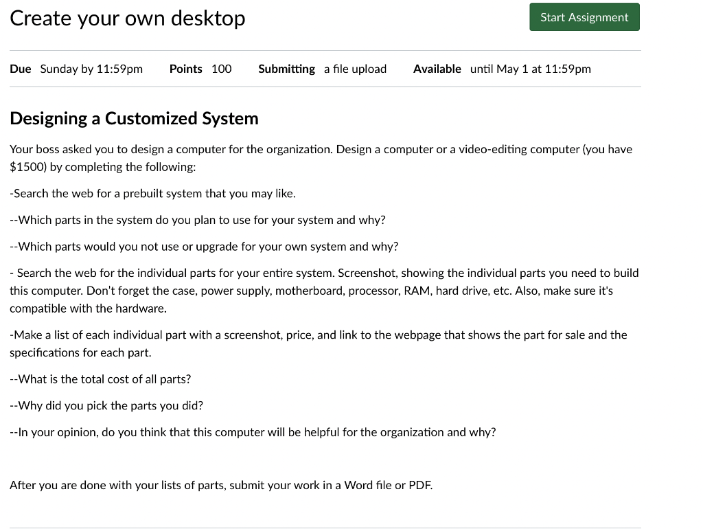 Solved Create your own desktop Due Sunday by 11:59pm Points | Chegg.com