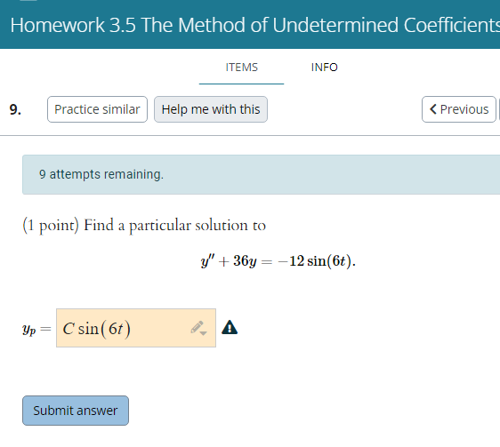 Solved Homework 3.5 The Method Of Undetermined Coefficient | Chegg.com