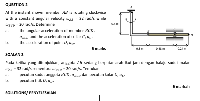 Solved QUESTION 2 At the instant shown, member AB is | Chegg.com