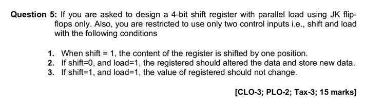 Solved Question 5: If you are asked to design a 4-bit shift | Chegg.com