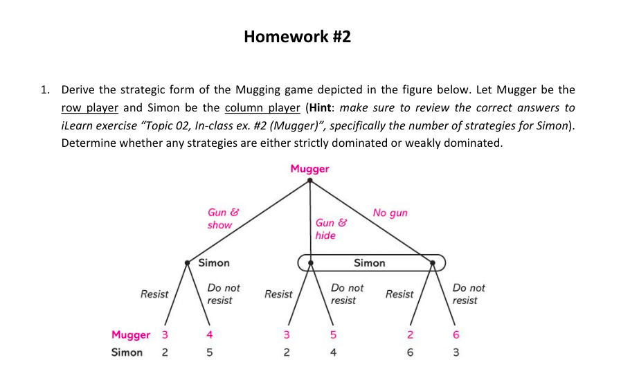 Solved Homework #2 1. Derive the strategic form of the | Chegg.com