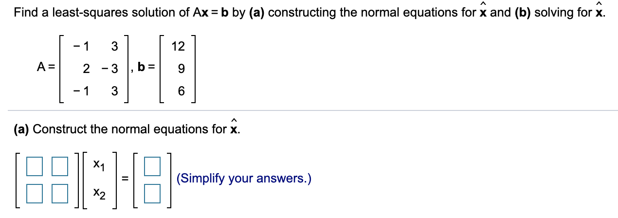Solved Find a least-squares solution of Ax = b by (a) | Chegg.com