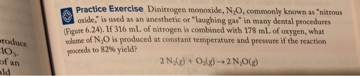 Solved Practice Exercise Dinitrogen monoxide, N,O, commonly | Chegg.com