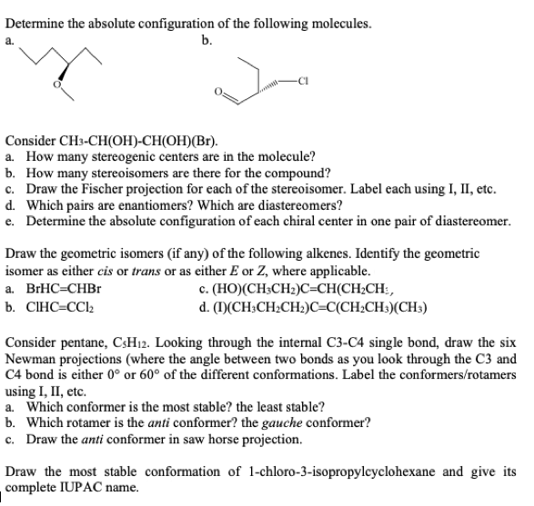 Solved Determine the absolute configuration of the following | Chegg.com