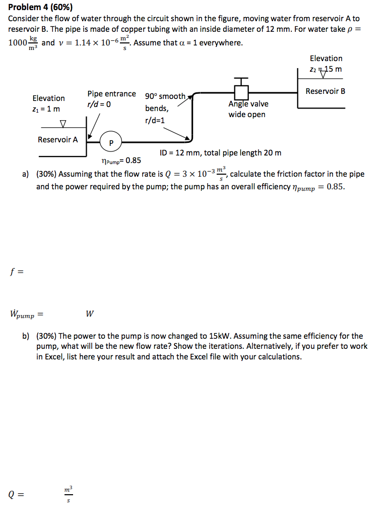 Solved Problem 4 (60%) Consider The Flow Of Water Through | Chegg.com