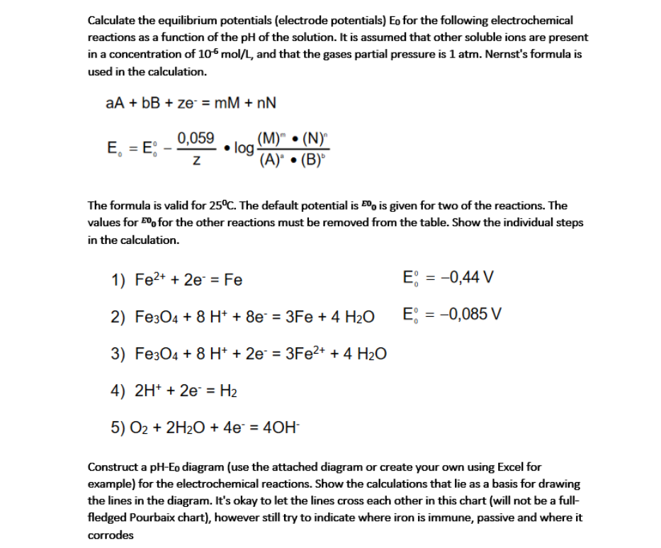 Solved Calculate The Equilibrium Potentials Electrode