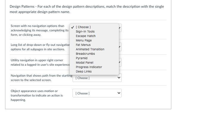 Solved Design Patterns - For each of the design pattern | Chegg.com