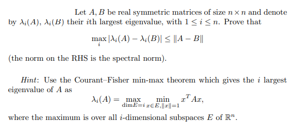 Solved Let A,B ﻿be real symmetric matrices of size n×n ﻿and | Chegg.com