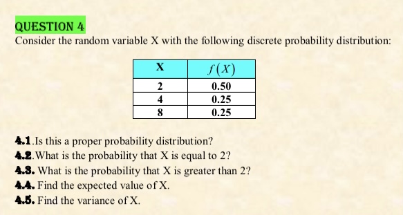 Solved Consider the random variable X with the following | Chegg.com