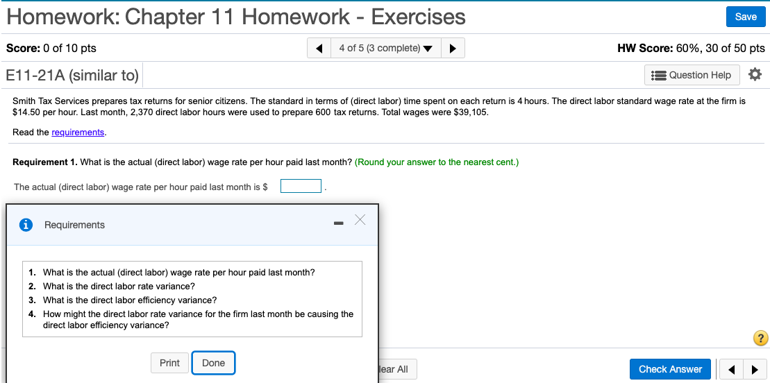 Solved Homework: Chapter 11 Homework - Exercises Save 4 of 5 | Chegg.com
