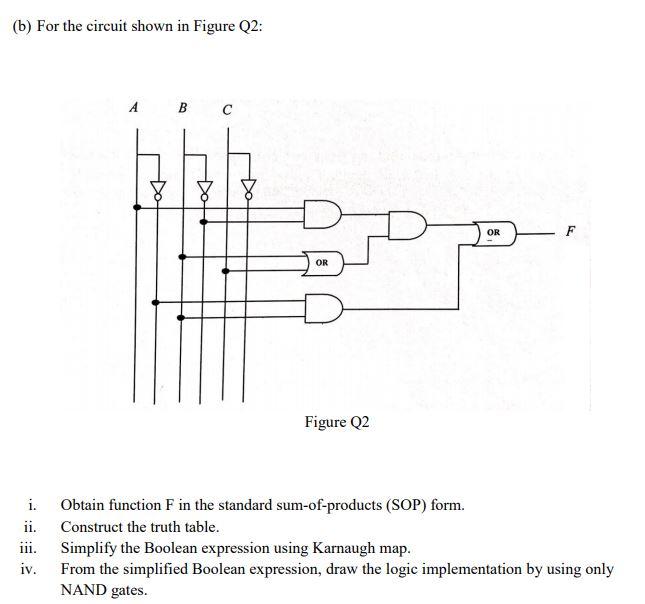 Solved (b) For the circuit shown in Figure Q2: B с Do OR F | Chegg.com