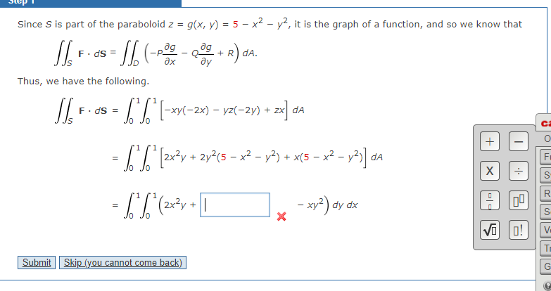 Solved Step Since S Is Part Of The Paraboloid Z G X Y Chegg Com