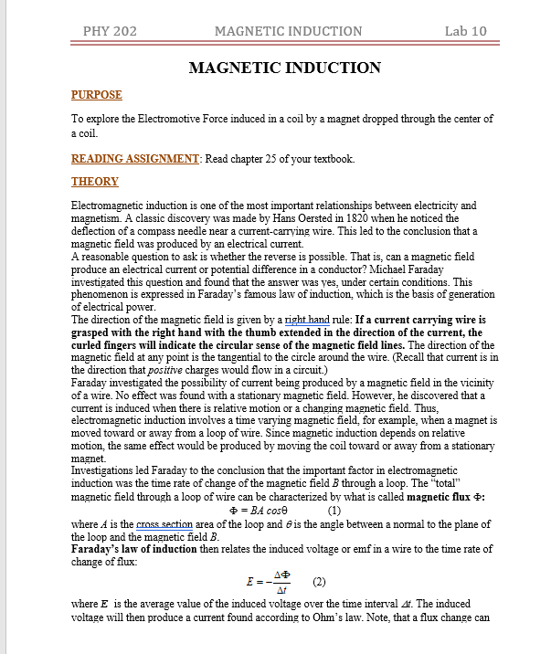 lab report magnetism assignment