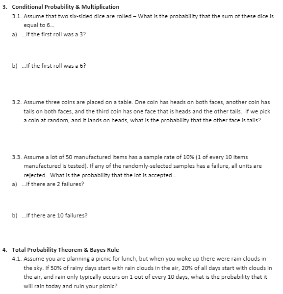 Solved 3. Conditional Probability & Multiplication 3.1. | Chegg.com