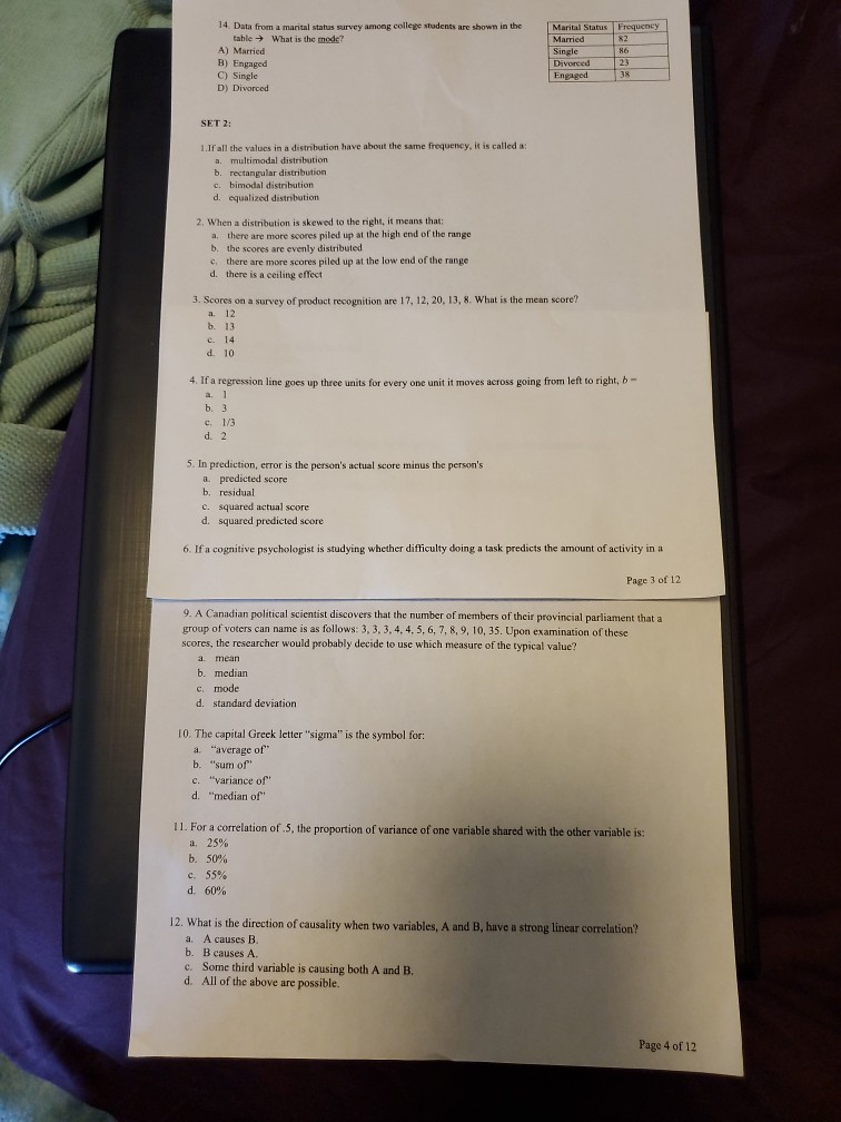 Solved Frequen 14 Data from a marital status survey among