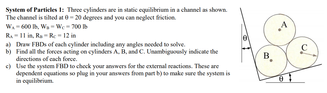 Solved System of Particles 1: Three cylinders are in static | Chegg.com