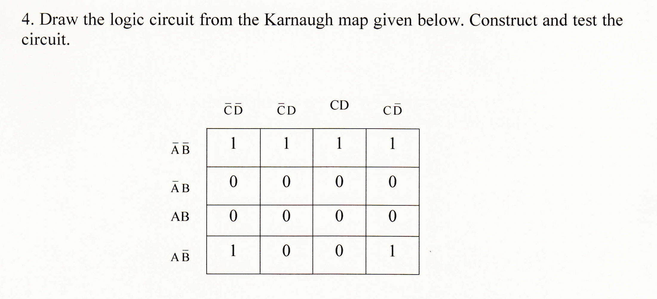 Solved 4. Draw the logic circuit from the Karnaugh map given | Chegg.com