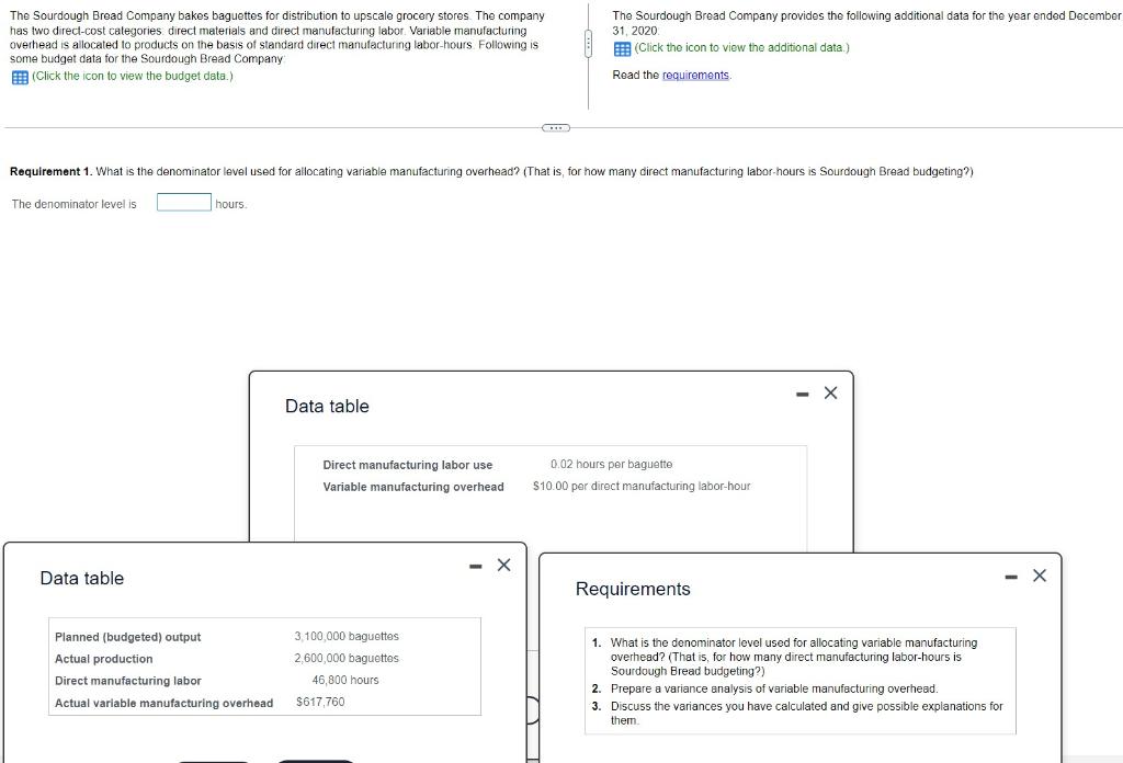 Solved The Sourdough Bread Company bakes baguettes for