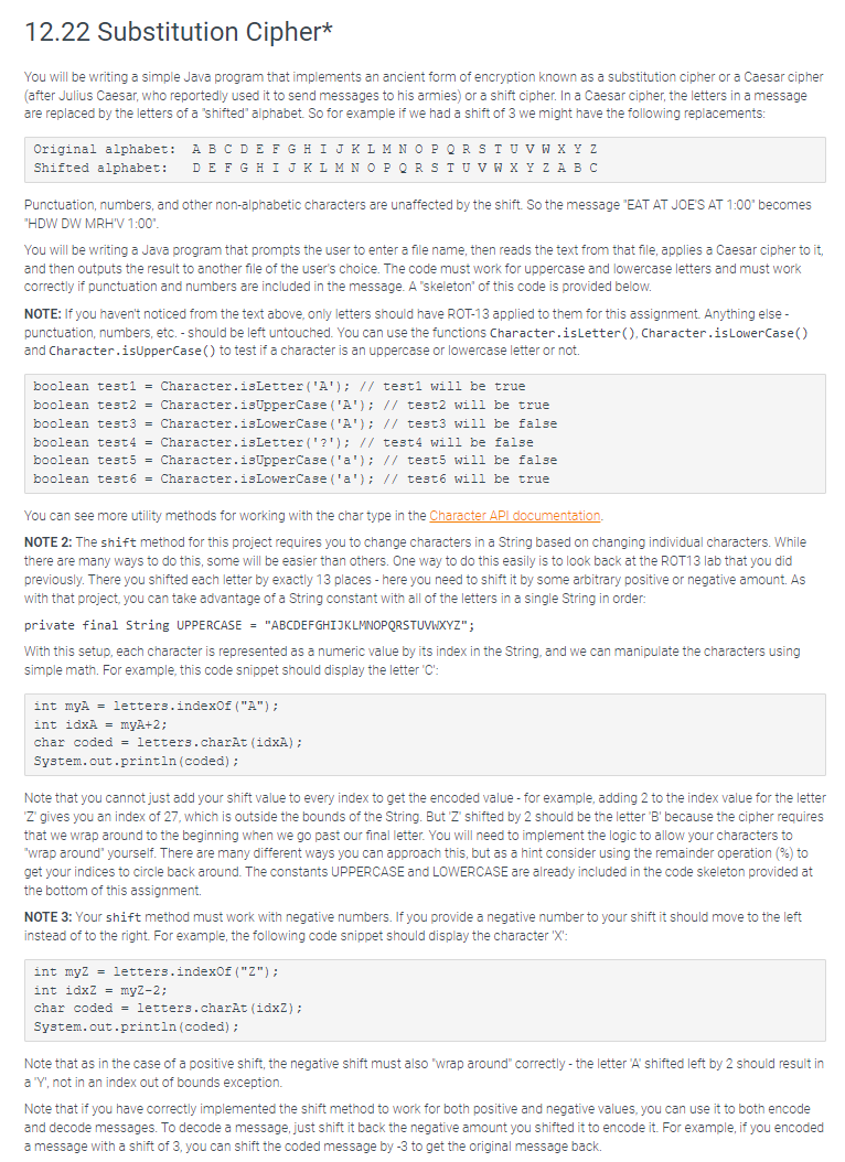 Solved 12.22 Substitution Cipher* You will be writing a | Chegg.com