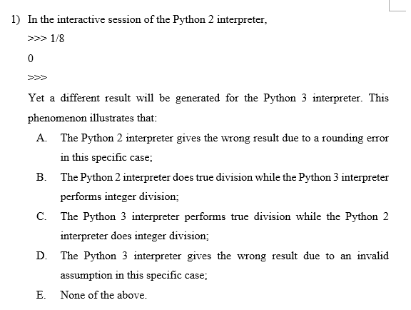 Solved 1) In the interactive session of the Python 2 | Chegg.com