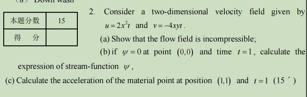 Solved 2. Consider A Two-dimensional Velocity Field Given By | Chegg.com