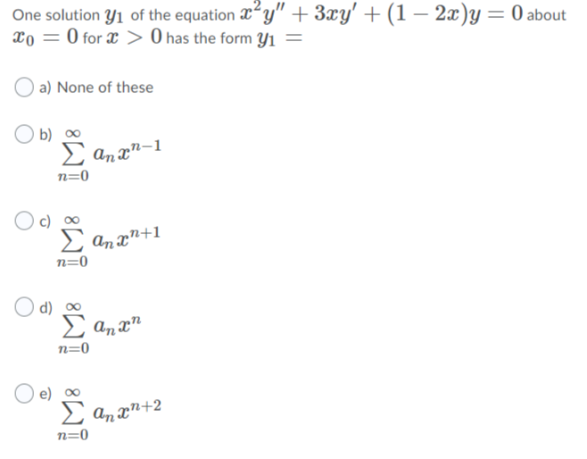 Solved The Coefficient Recursion Relation For The Solution Y 