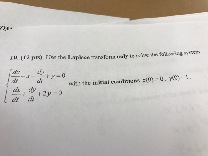 Solved Use the Laplace transform only to solve {dx/dt + x - | Chegg.com