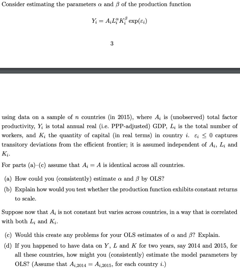 Solved Consider Estimating The Parameters α And β Of The | Chegg.com