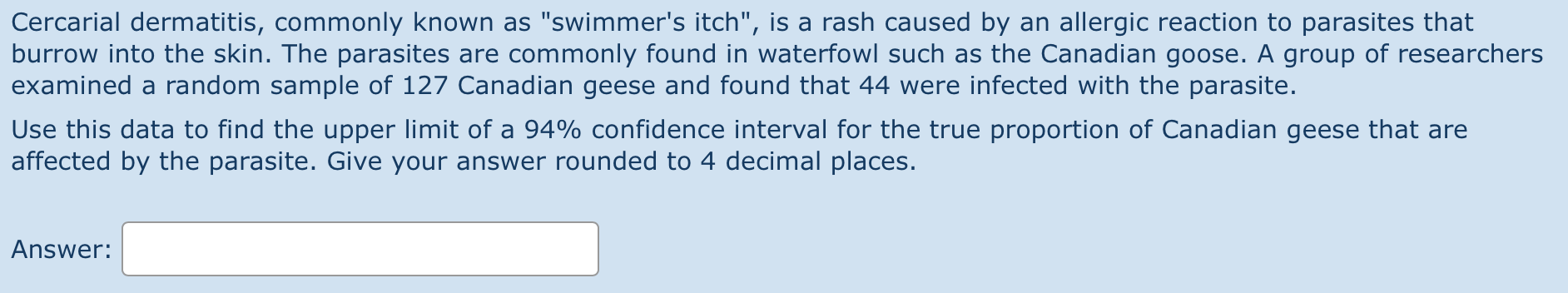 Solved Cercarial dermatitis, commonly known as