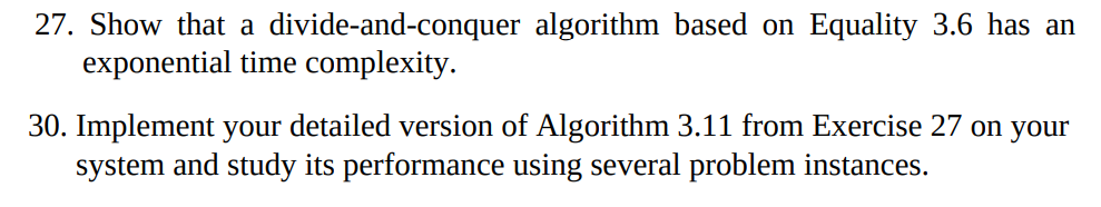 27. Show that a divide-and-conquer algorithm based on | Chegg.com