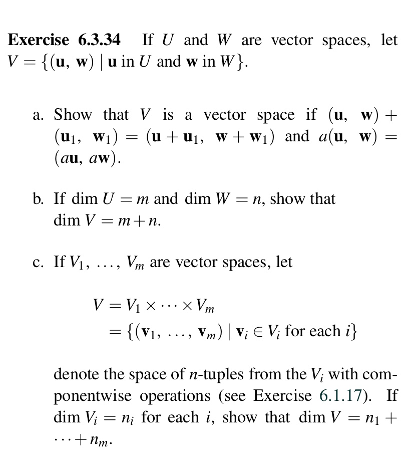 Solved Exercise 6 3 34 If U And W Are Vector Spaces Let Chegg Com