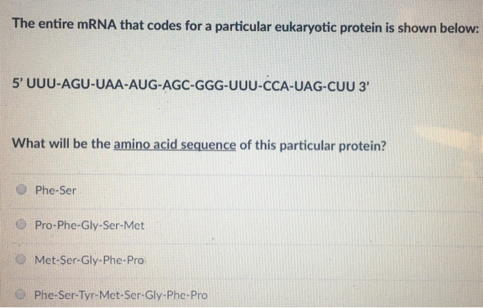 Solved The entire mRNA that codes for a particular | Chegg.com