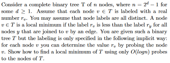 Solved Consider a complete binary tree T of n nodes, where n | Chegg.com